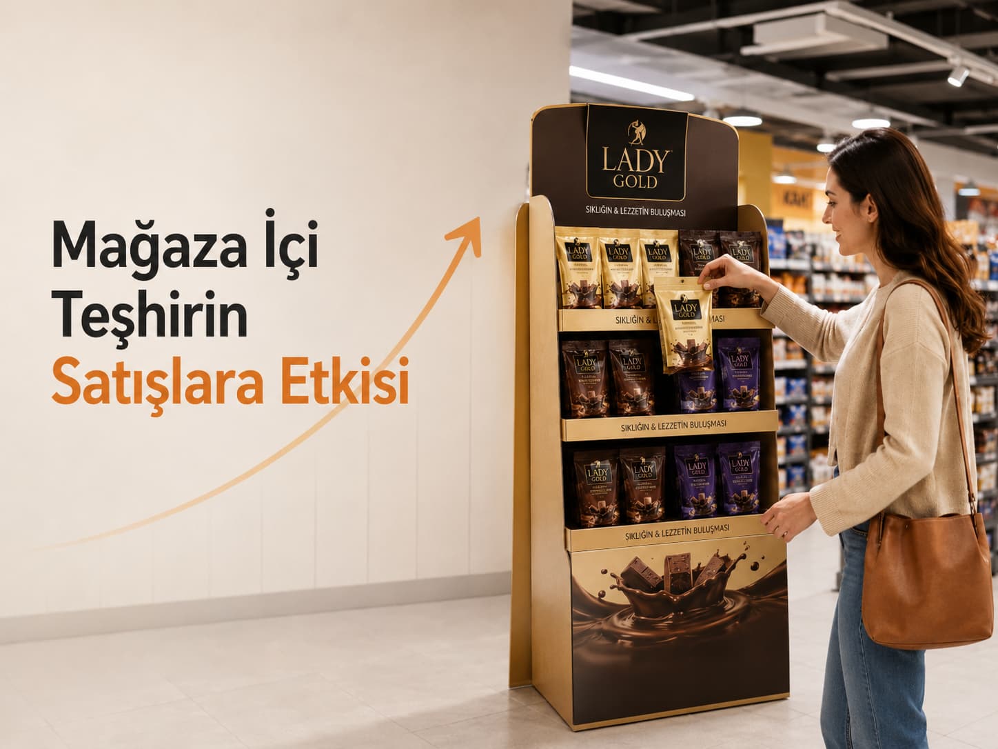 Mağaza içi karton stand teşhirinin satışa etkisini gösteren reyon görseli
