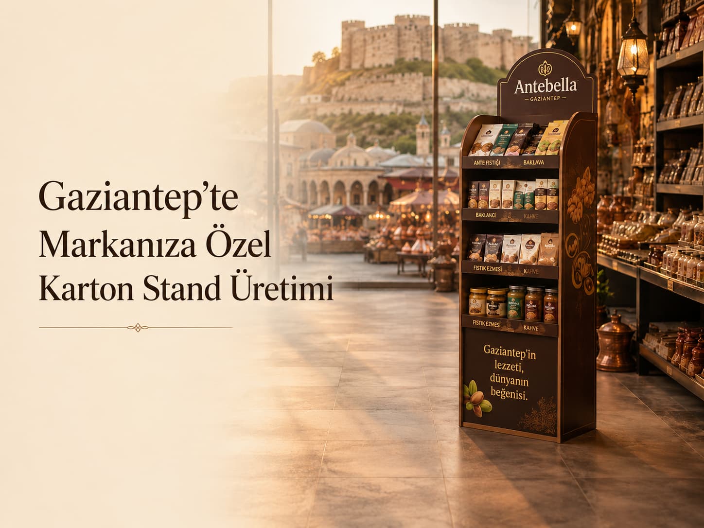 Gaziantep'e teslim edilen karton teşhir standı