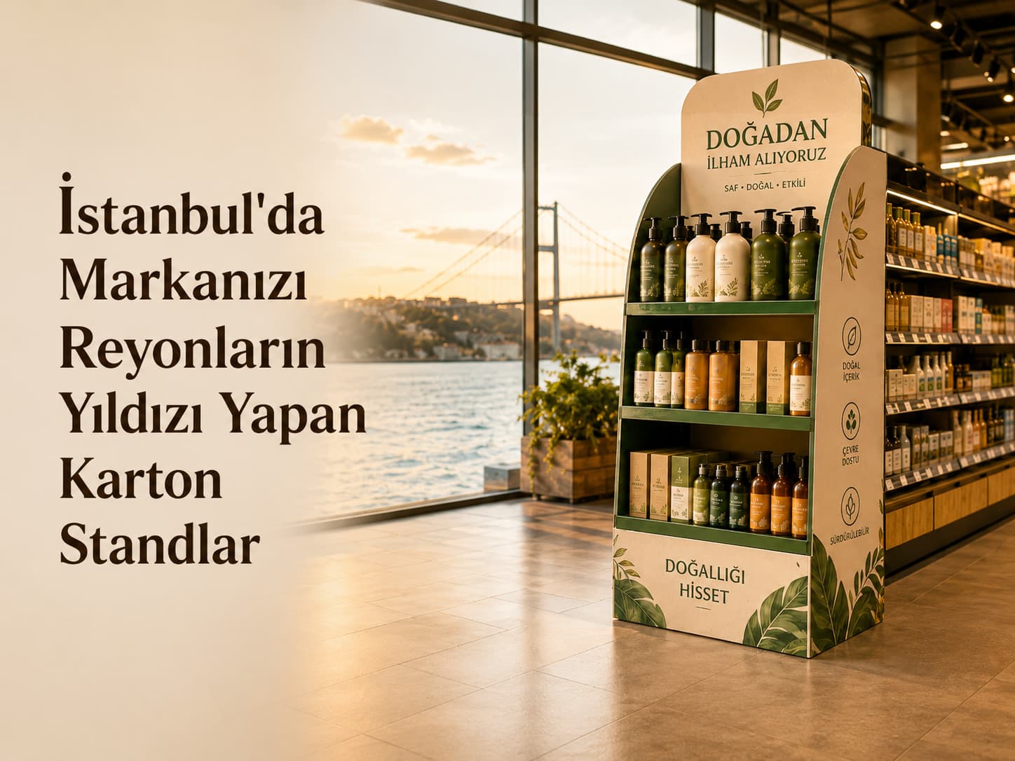 İstanbul'da üretilen ayaklı karton teşhir standı