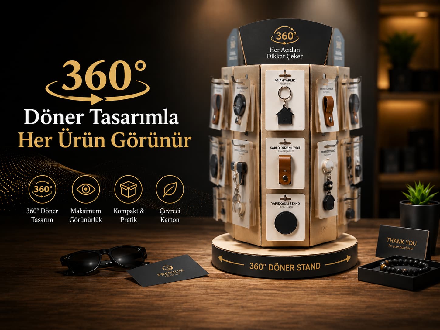 Dönen karton stand (rotating display) örneği