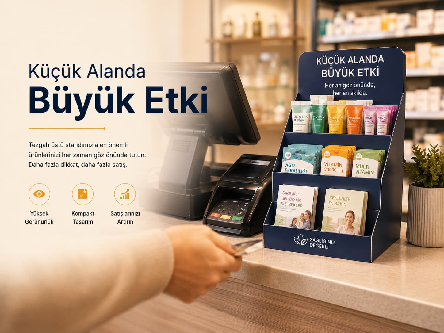 Masaüstü karton stand (CDU) örneği