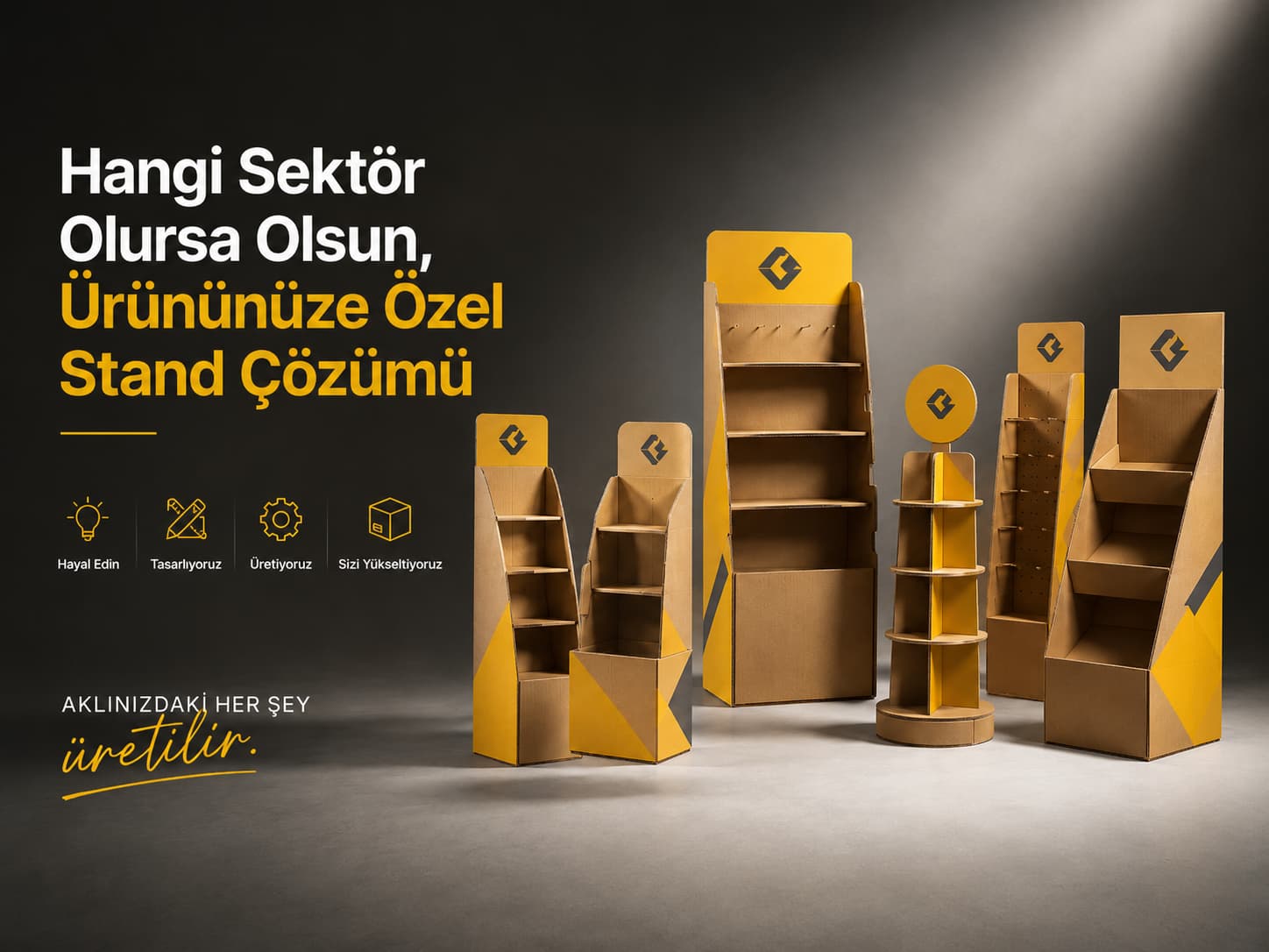 Farklı sektörler için karton teşhir standı çözümleri
