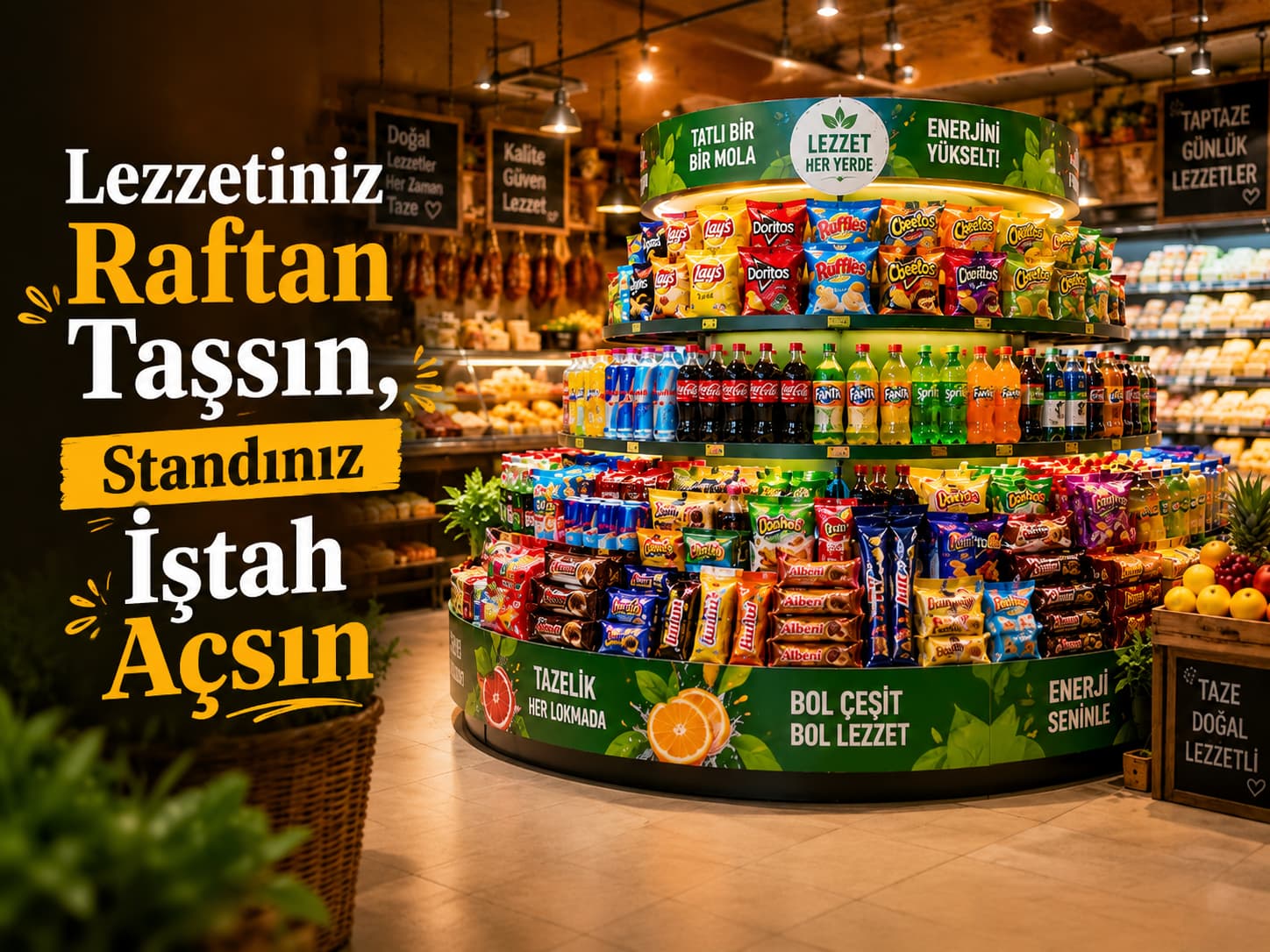 Gıda ve içecek ürünleri için promosyon karton teşhir standı